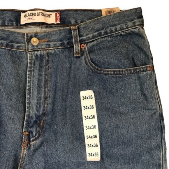 Levis 550/559 Men's Blue Jeans Size 36 x 37 Mid Wash Relaxed Fit Straight Leg - Picture 8 of 8
